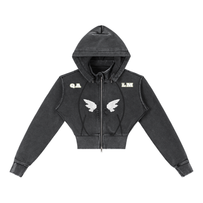 Qalm Cropped Fleece Hoodie