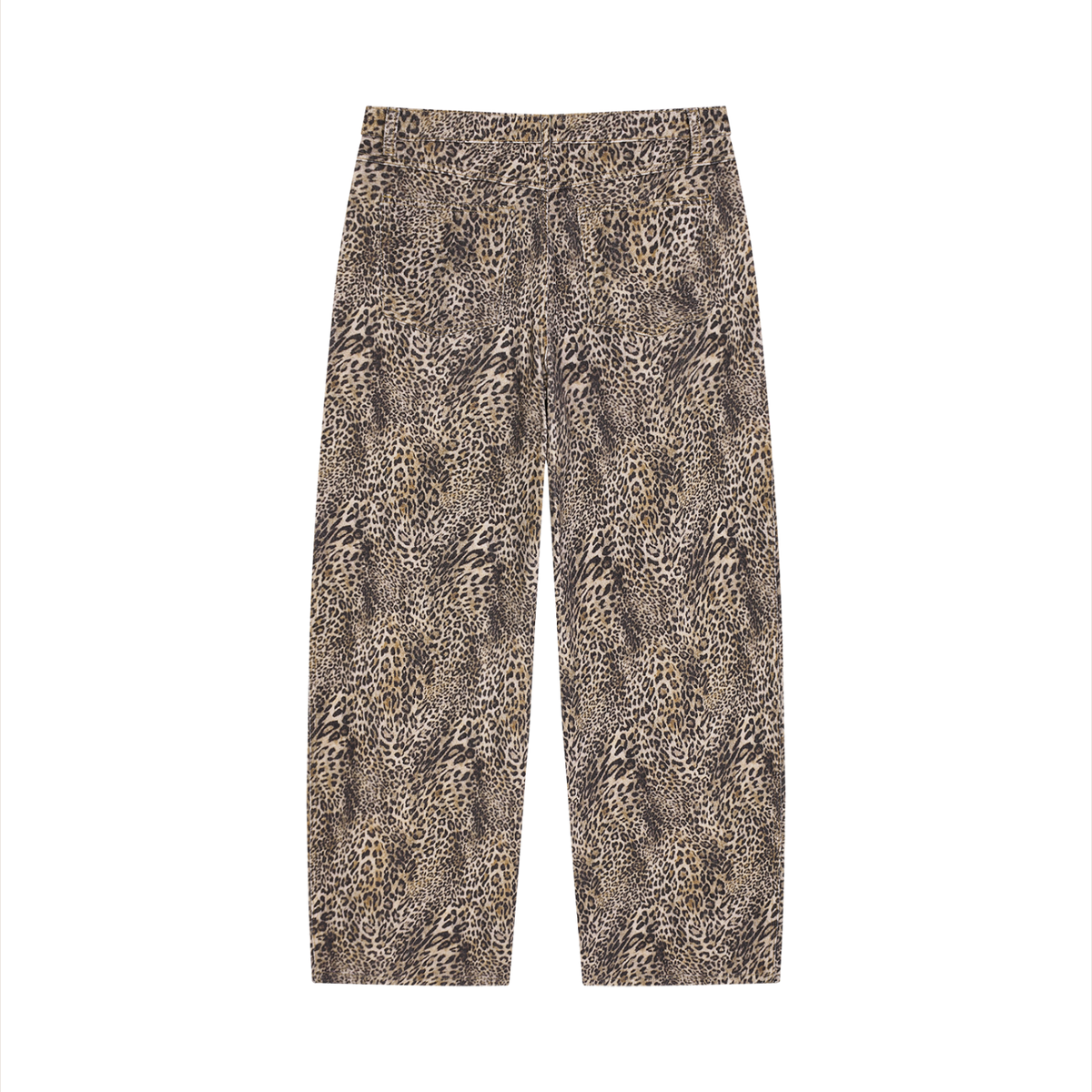 Unisex Vintage Wash Leopard Wide Leg Jeans