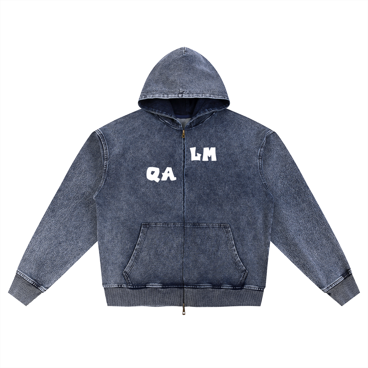 Snow Wash Oversized Zip-Up Hoodie