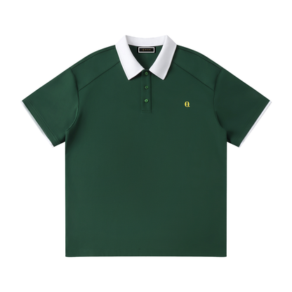 Contrast Collar Raglan Polo Shirt
