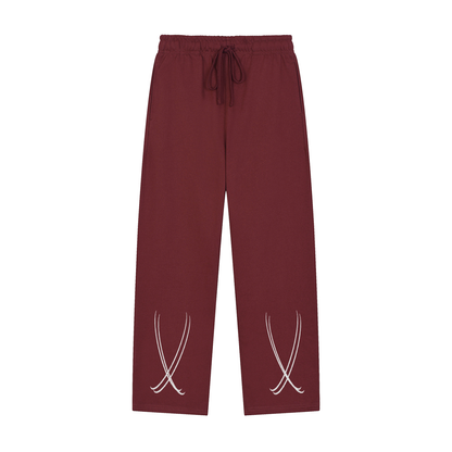 Solid Color Straight-Leg Sweatpants
