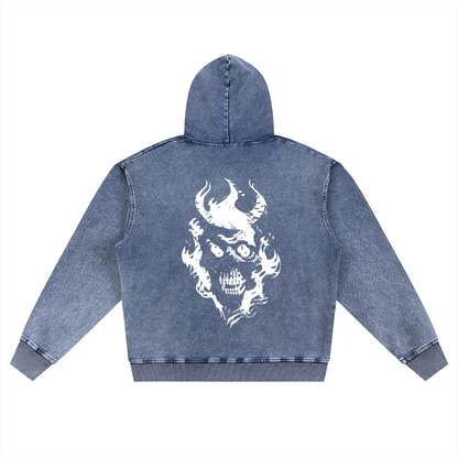 Snow Wash Oversized Zip-Up Hoodie