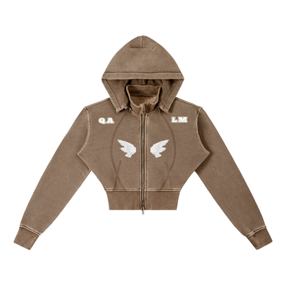 Qalm Cropped Fleece Hoodie