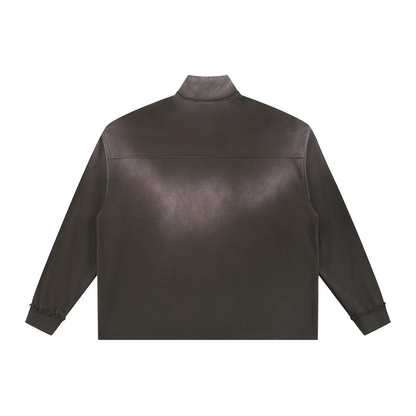 Sun Fade Raw Edge Quarter-Zip Sweatshirt