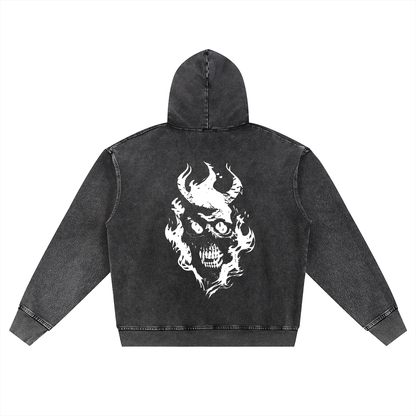 Snow Wash Oversized Zip-Up Hoodie