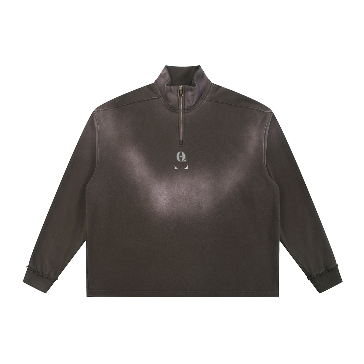 Sun Fade Raw Edge Quarter-Zip Sweatshirt