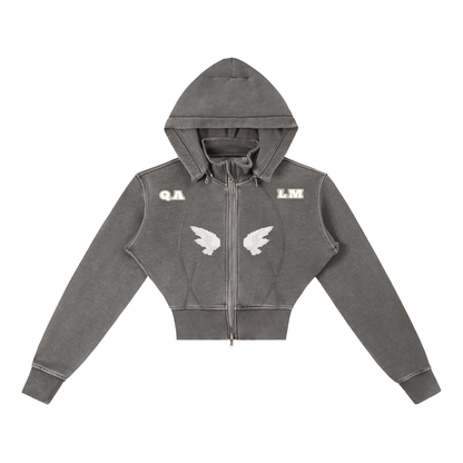Qalm Cropped Fleece Hoodie