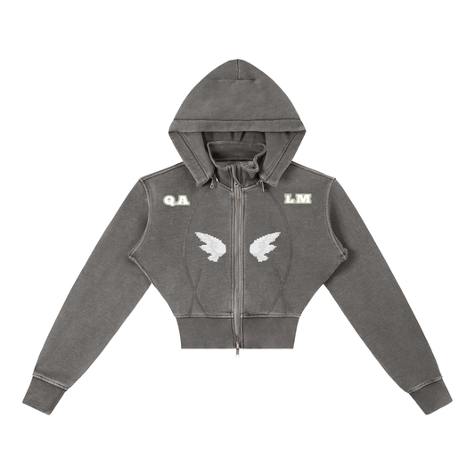 Qalm Cropped Fleece Hoodie