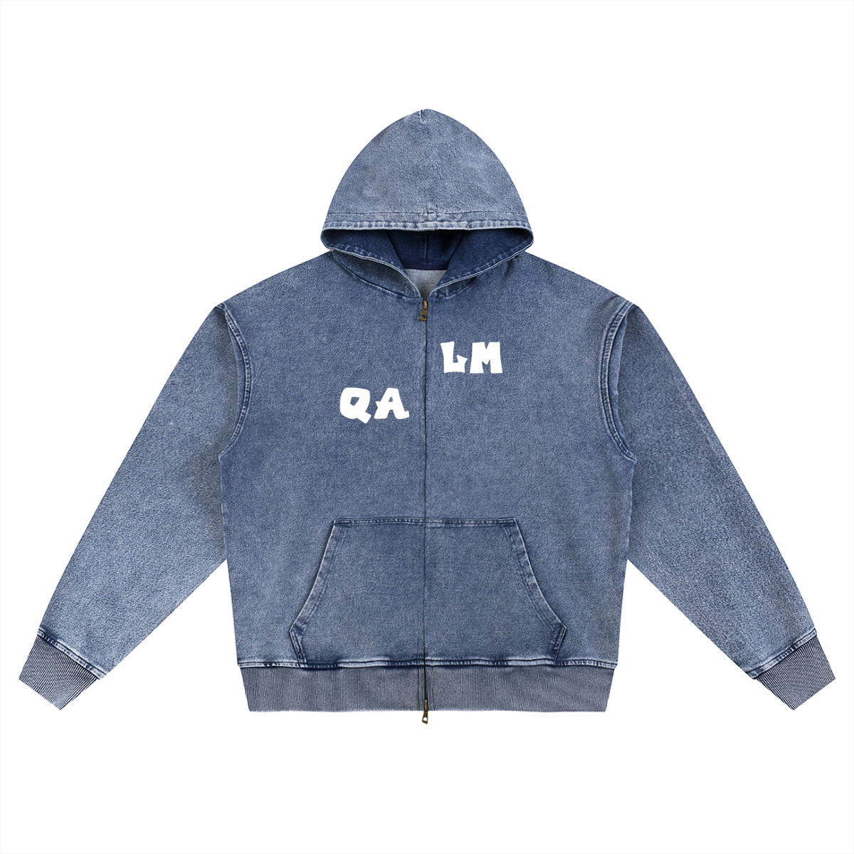 Snow Wash Oversized Zip-Up Hoodie