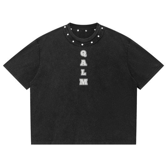 Unisex Washed Boxy Studded T-Shirt