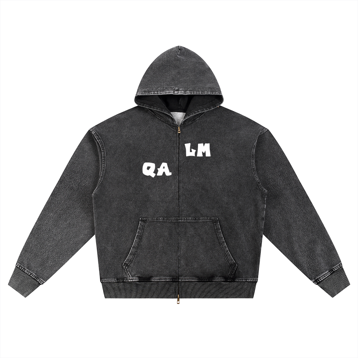 Snow Wash Oversized Zip-Up Hoodie