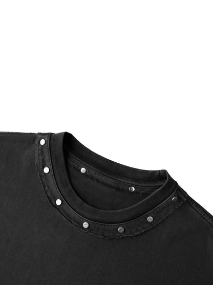 Unisex Washed Boxy Studded T-Shirt